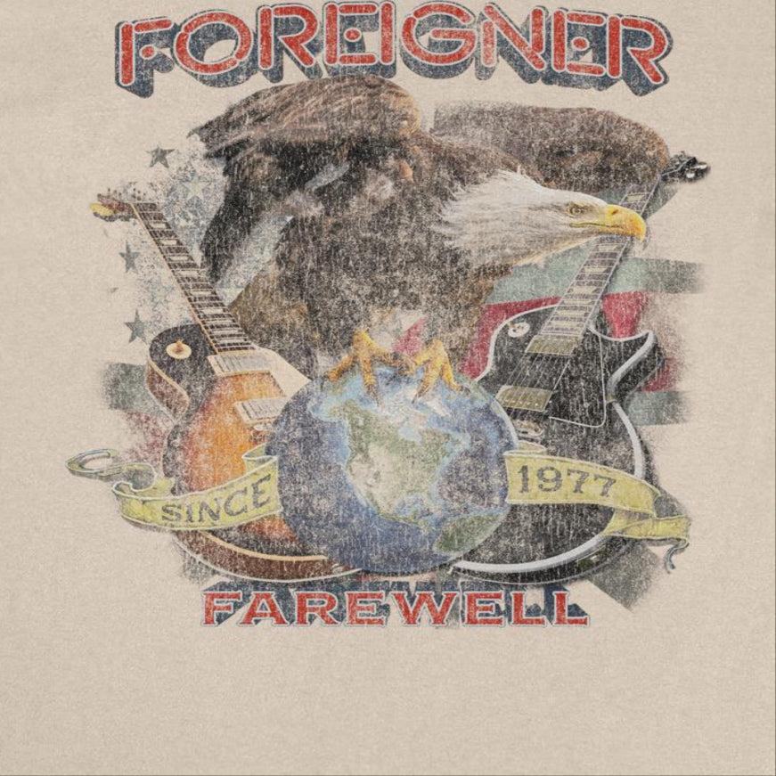 Foreigner Farewall Eagle Distress Sand T-Shirt