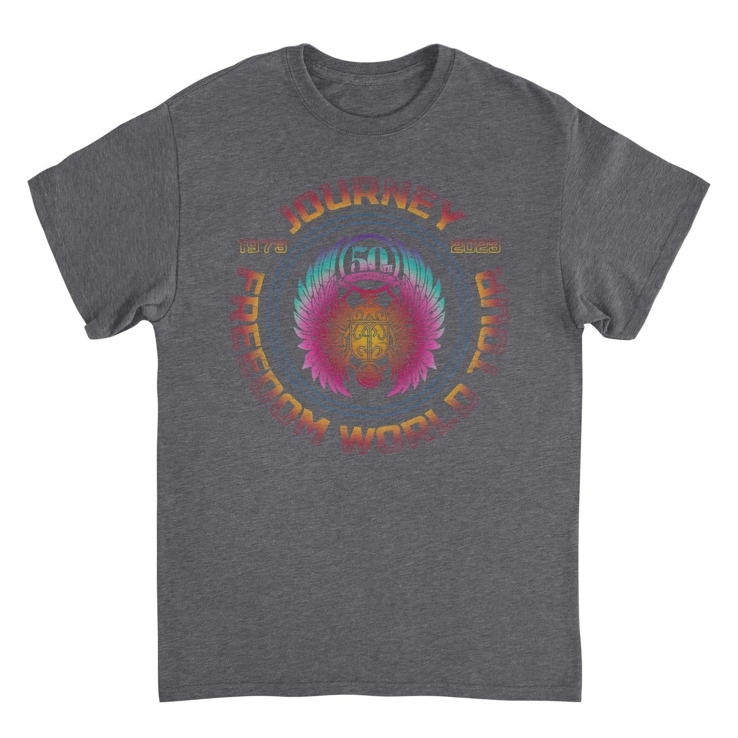 Journey Freedom Tour 1973 2023 Circular Dark Heather T-Shirt