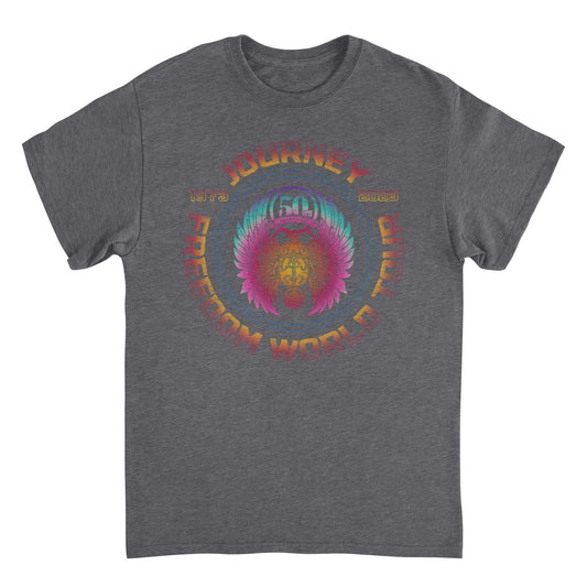 Journey Freedom Tour 1973 2023 Circular Dark Heather T-Shirt