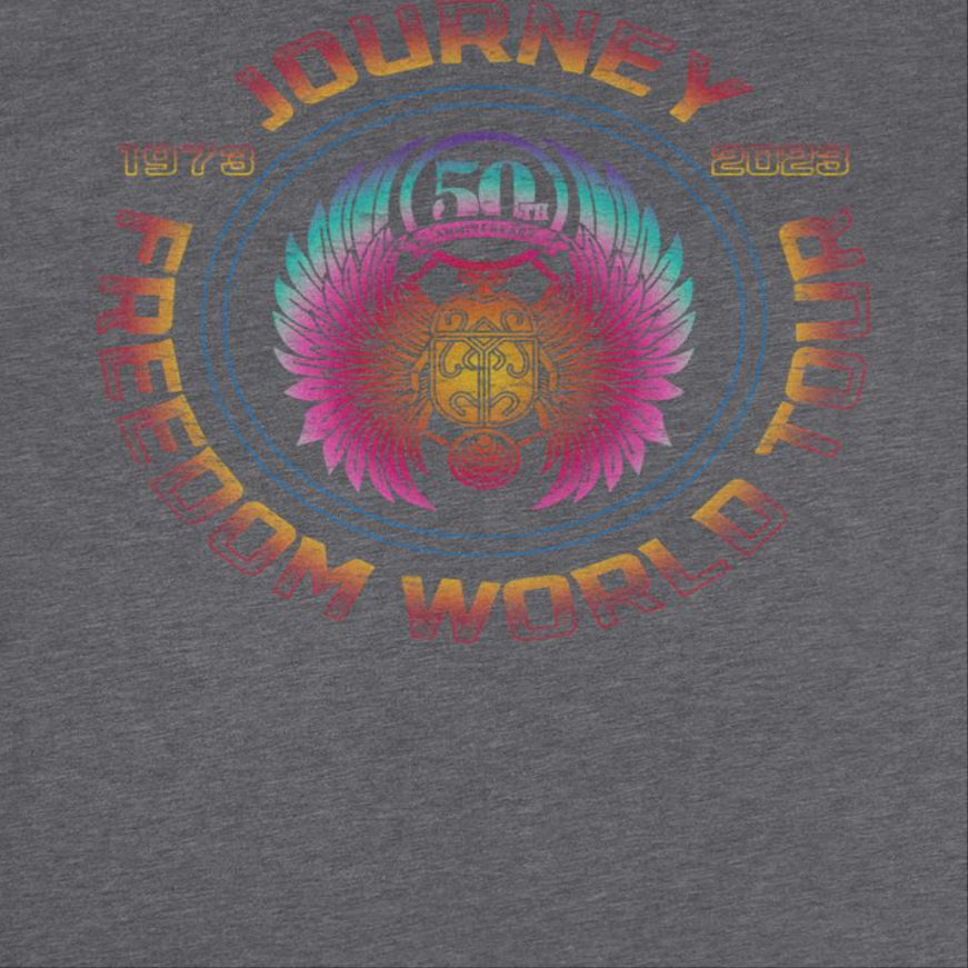 Journey Freedom Tour 1973 2023 Circular Dark Heather T-Shirt