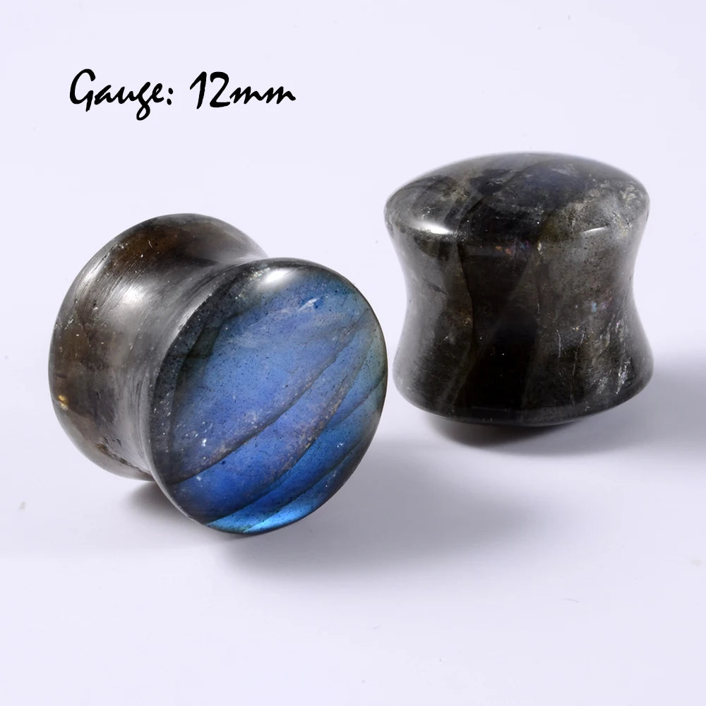 ONE PAIR LABRADORITE STONE PLUGS