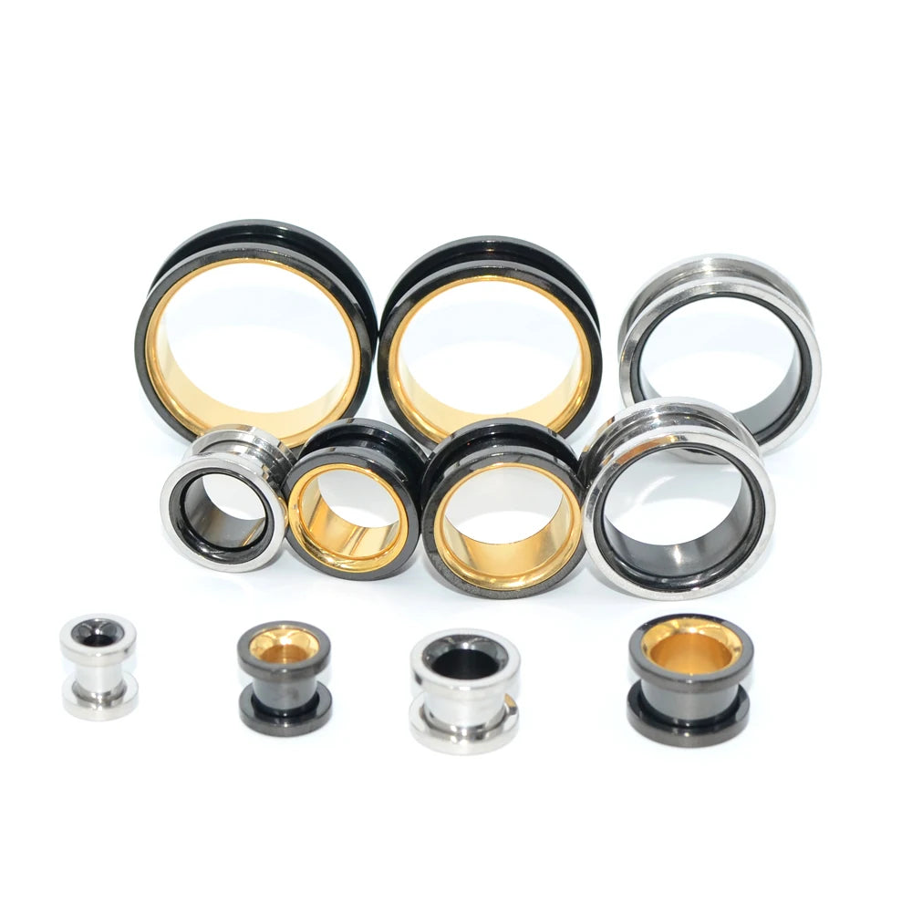 1 PAIR DOUBLE FLARE STAINLESS STEEL PLUGS