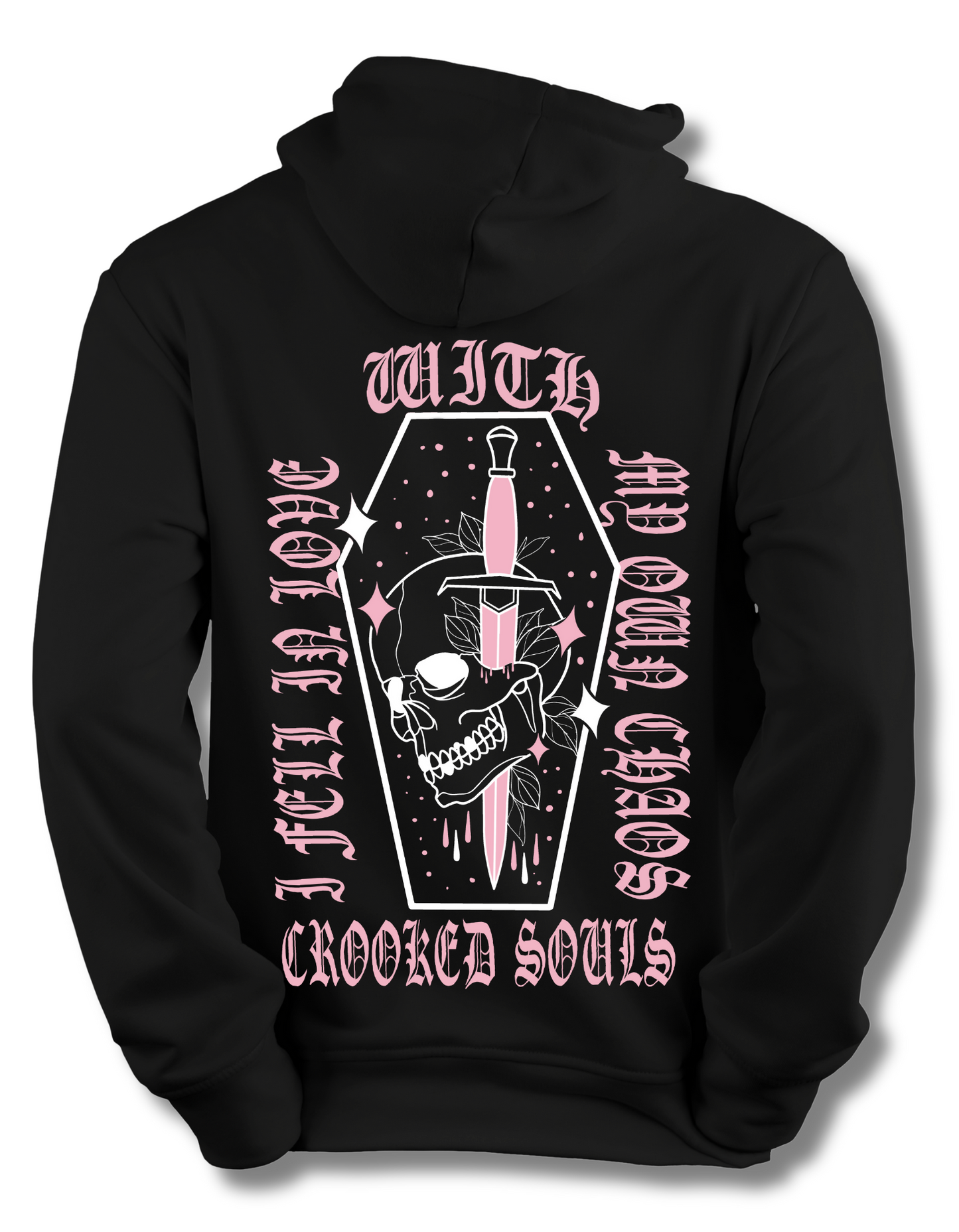 CROOKED SOULS - PINK SKULL & CASKET HOODIE