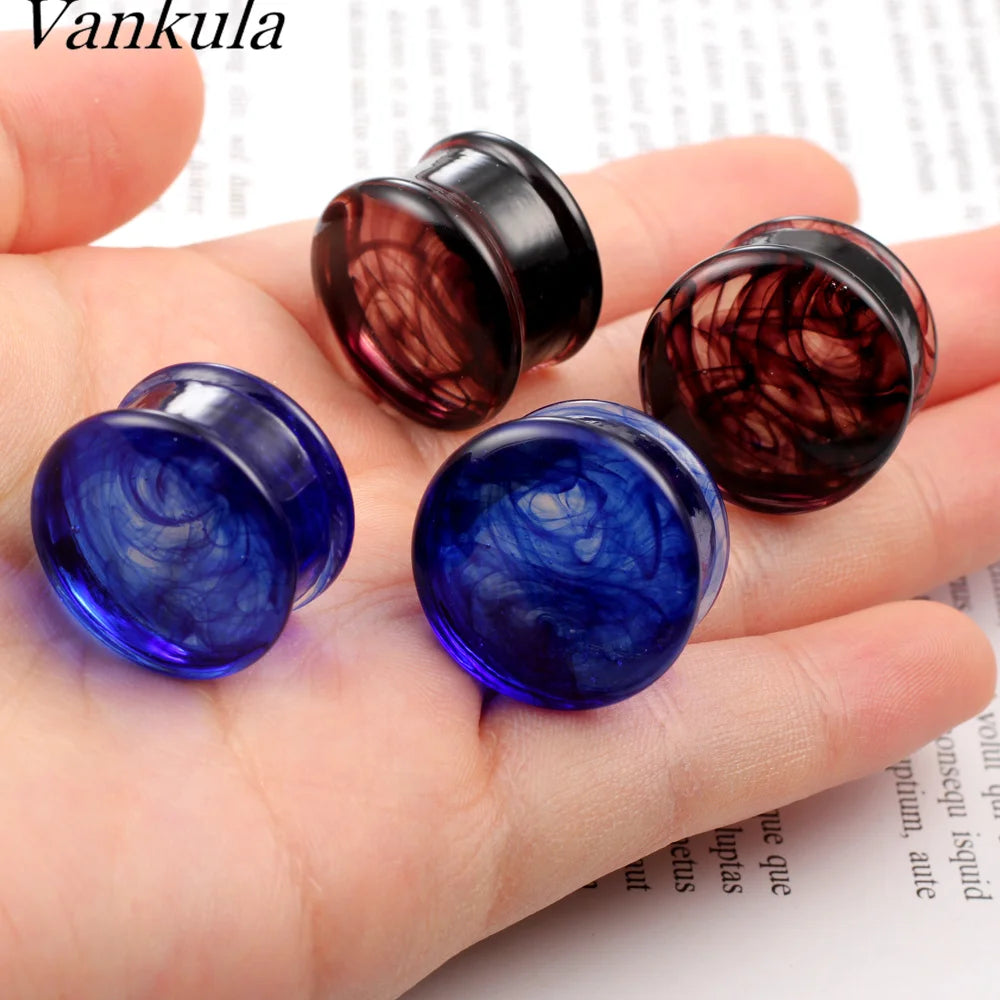 1 PAIR SMOKEY GLASS PLUGS