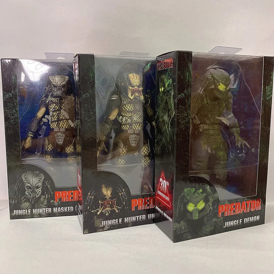 Aliens vs Predator Jungle Demon Predator Hunter Unmasked Masked Action Figure 30th Anniversary Model Toys Desktop Decoration