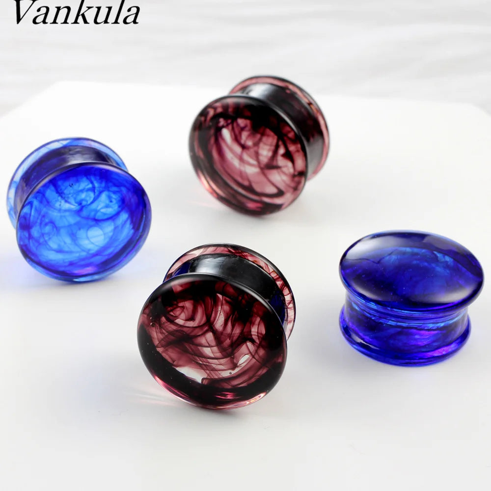 1 PAIR SMOKEY GLASS PLUGS