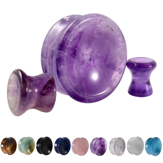 ONE PAIR DOUBLE FLARE STONE PLUGS