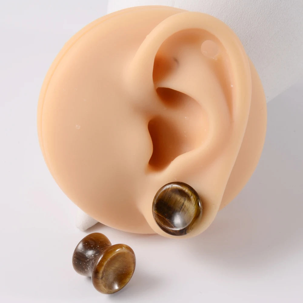 ONE PAIR DOUBLE FLARE STONE PLUGS