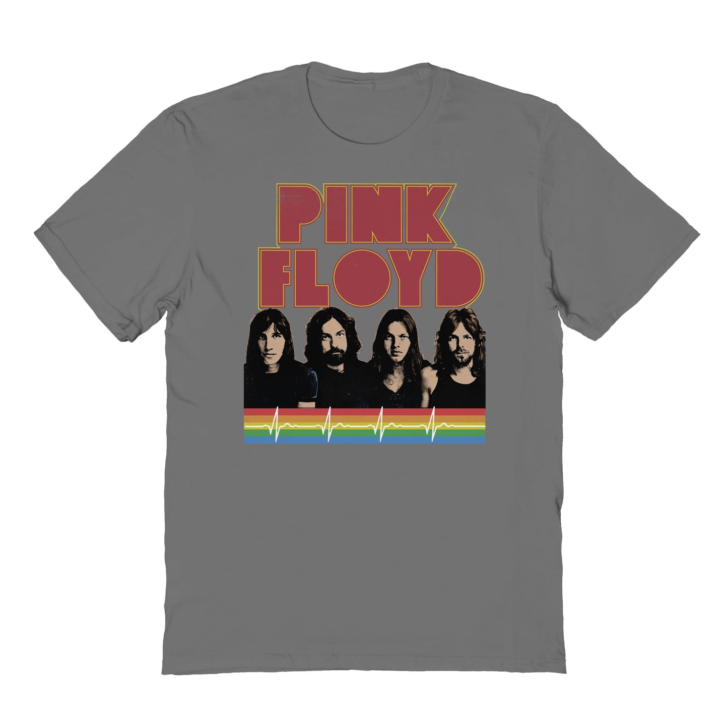 Goodie Two Sleeves Pink Floyd Pink Rainbow Charcoal T-Shirt